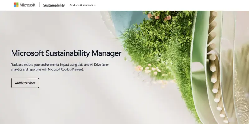 Carbon reporting software &mdash; Microsoft Sustainability Manager homepage screenshot
