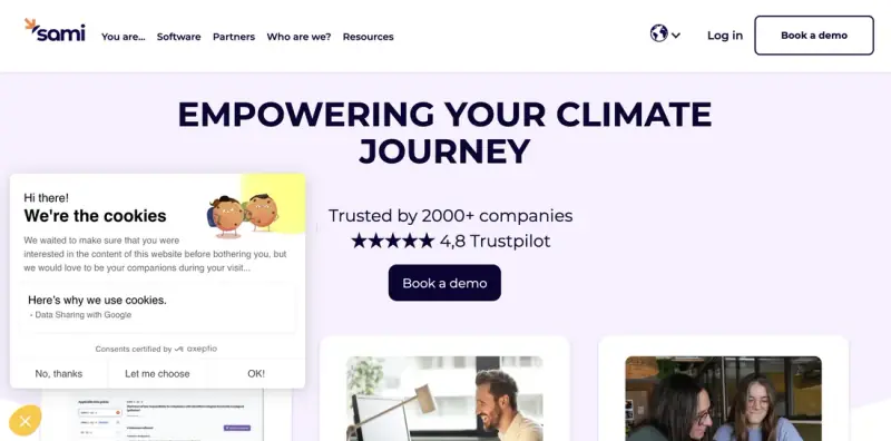 Carbon reporting software &mdash; Sami homepage screenshot