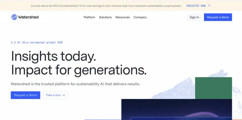 Carbon reporting software &mdash; Watershed homepage screenshot