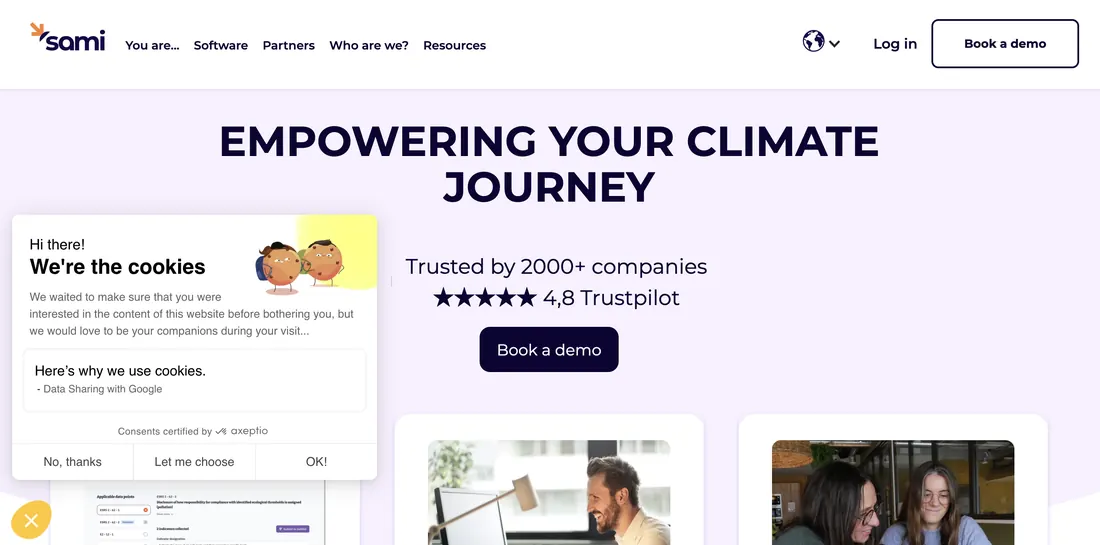 Sami carbon reporting software — homepage screenshot